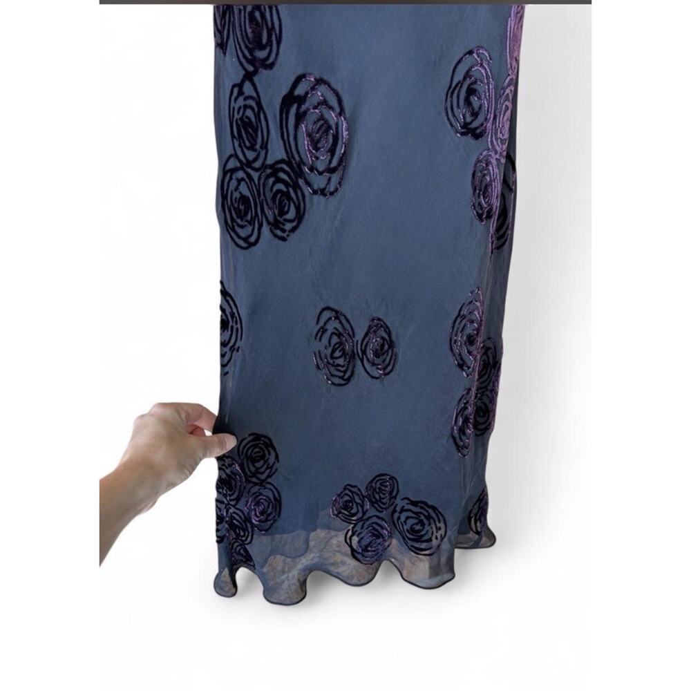 Vintage 90s Jones New York Black Silk Blend Dress Purple Floral Sz 8 Whimsygoth - Picture 4 of 5